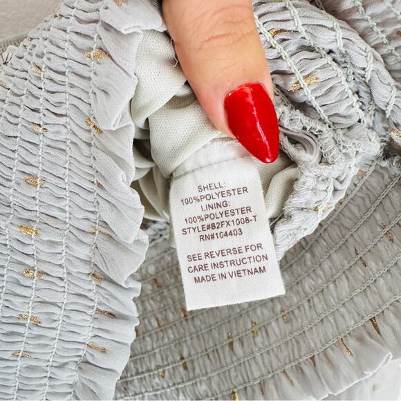 NEW BY THE RIVER Grey Gold Metallic Polka Dot Long Sleeve $88 Crop Top Blouse S - Picture 12 of 16